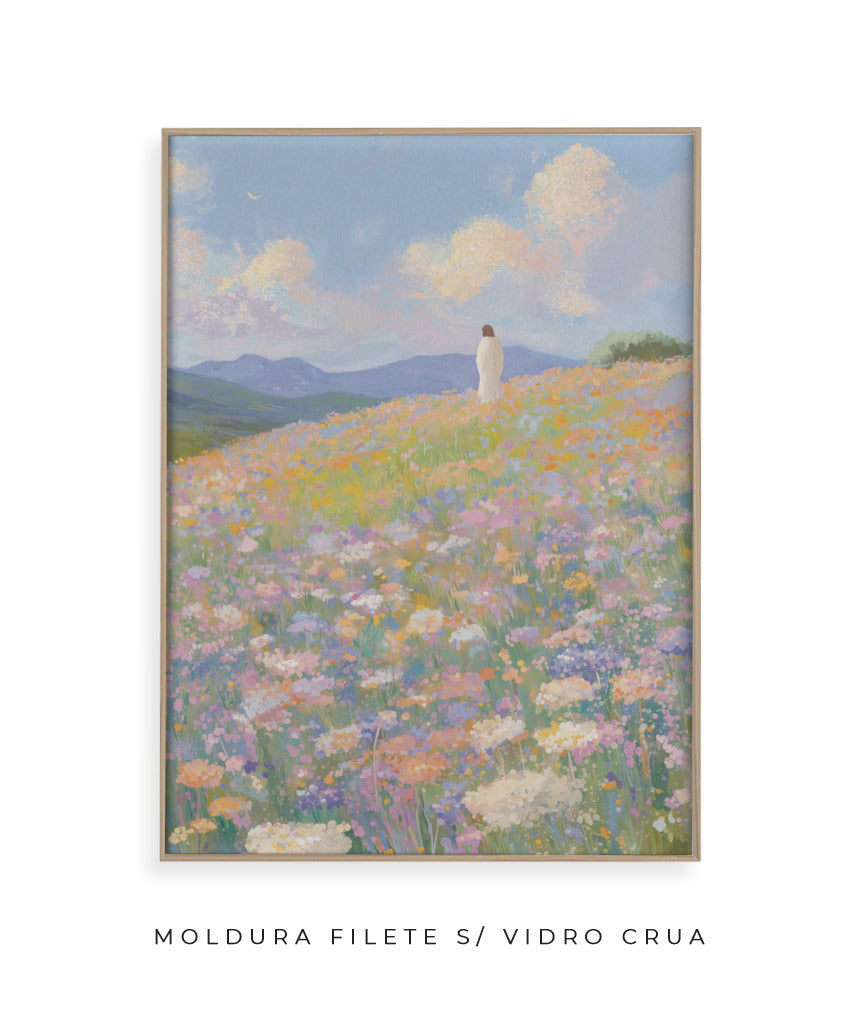 Jesus no campo de flores