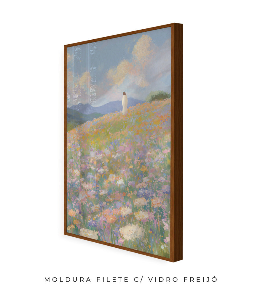 Jesus no campo de flores