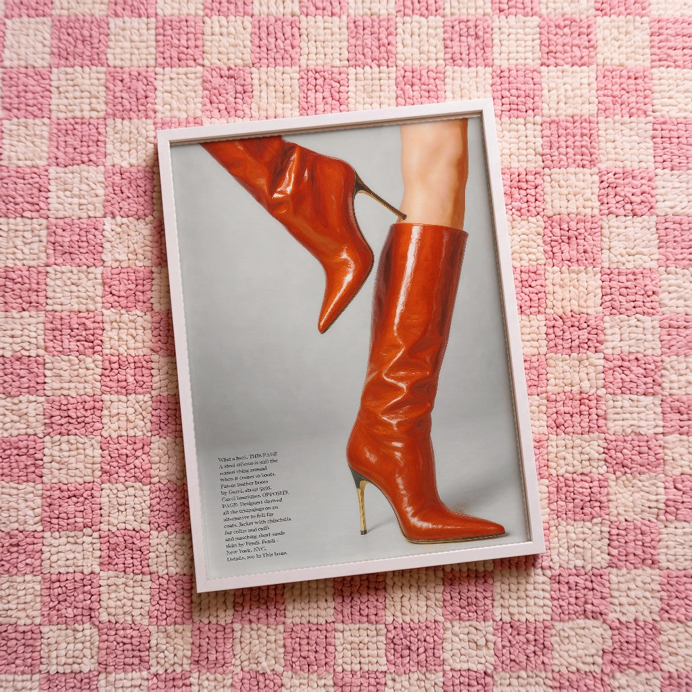 Quadro decorativo Red boots com moldura branco