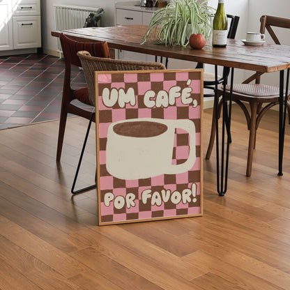 Um café, por favo!- Marrom e rosa