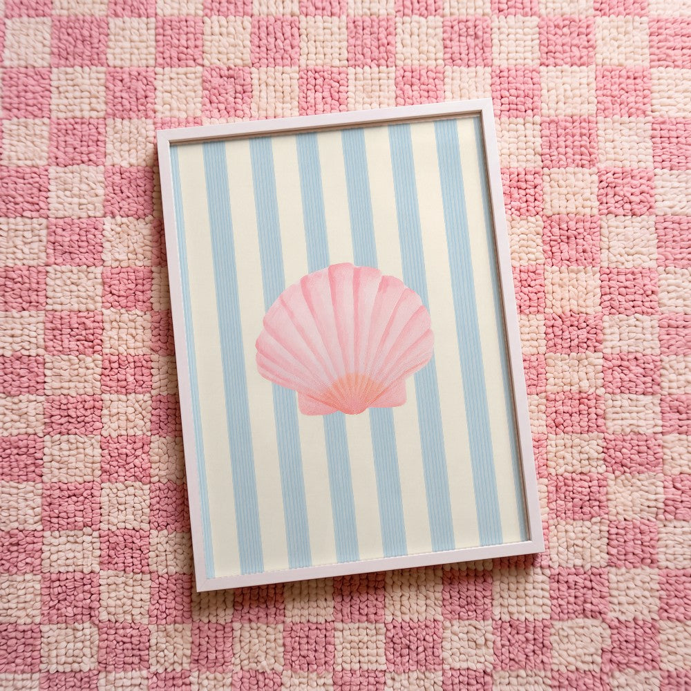 Quadro decorativo concha com moldura branco