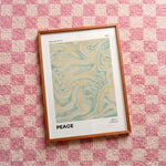 Quadro decorativo Peace com moldura freijó