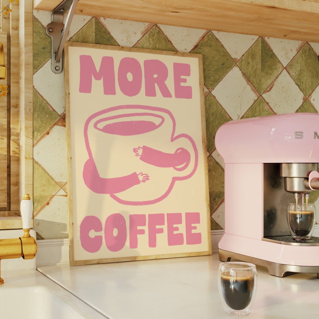 More Coffee- Off white e rosa