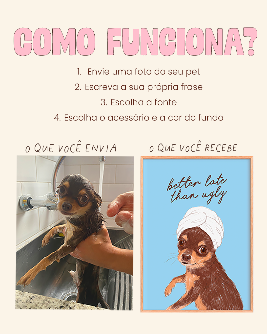 Quadro Personalizado de Pet Ilustração Colorida