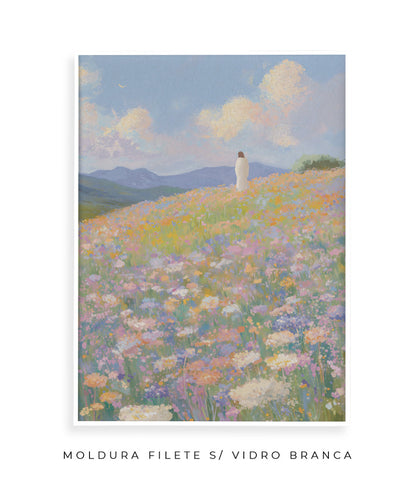 Jesus no campo de flores