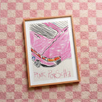 Quadro decorativo Pink porsche Nº2 com moldura natural