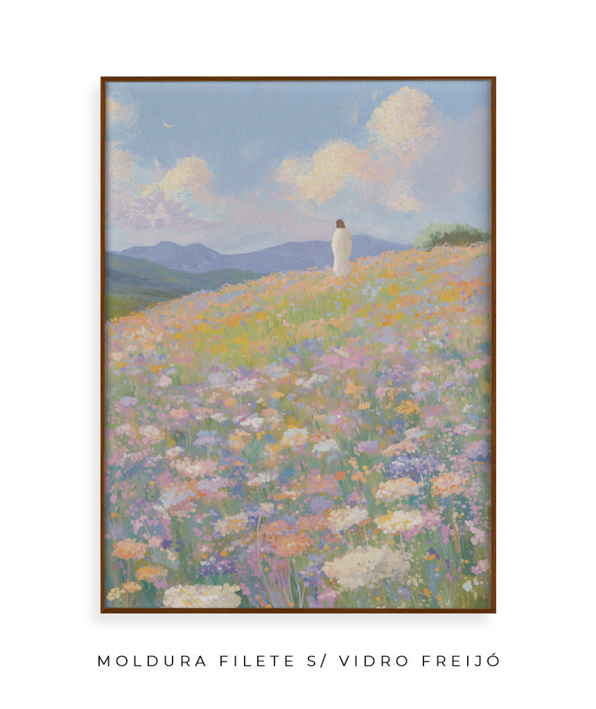 Jesus no campo de flores