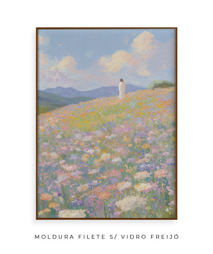 Jesus no campo de flores