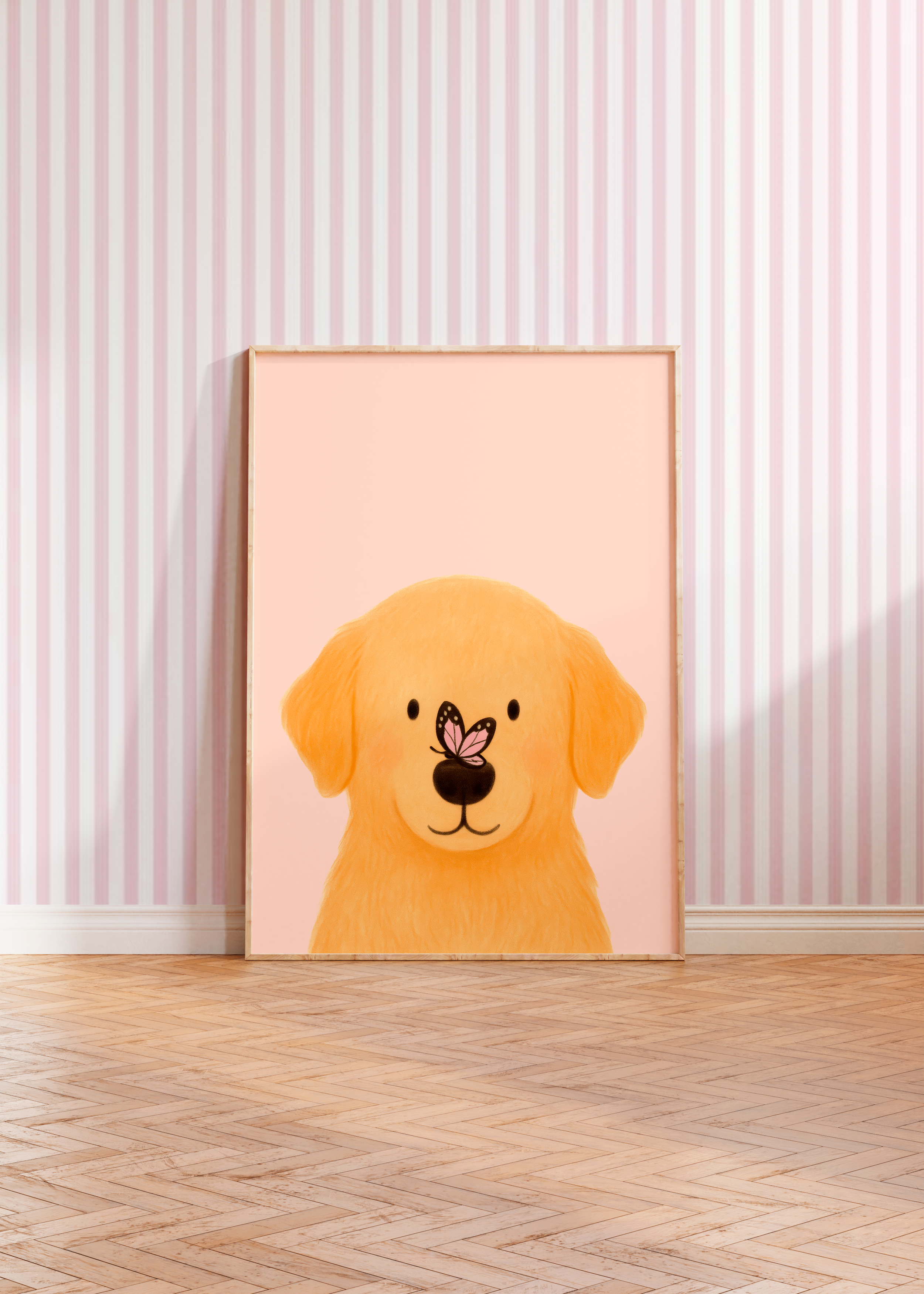 Golden Retriever e borboleta | Arte Digital