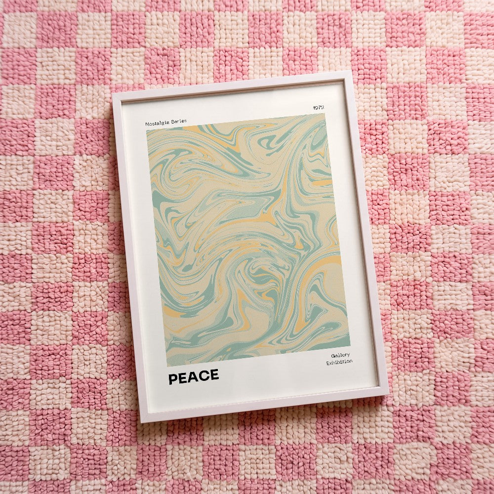 Quadro decorativo Peace com moldura branco