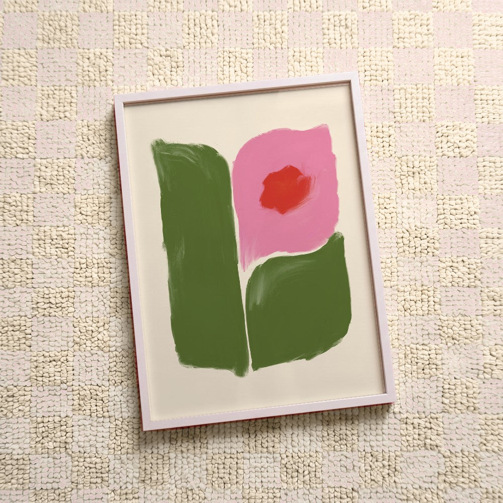 Quadro decorativo Flor Nº3 com moldura branco