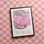 Quadro decorativo Pink porsche Nº2 com moldura preto