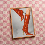 Quadro decorativo Red boots com moldura natural