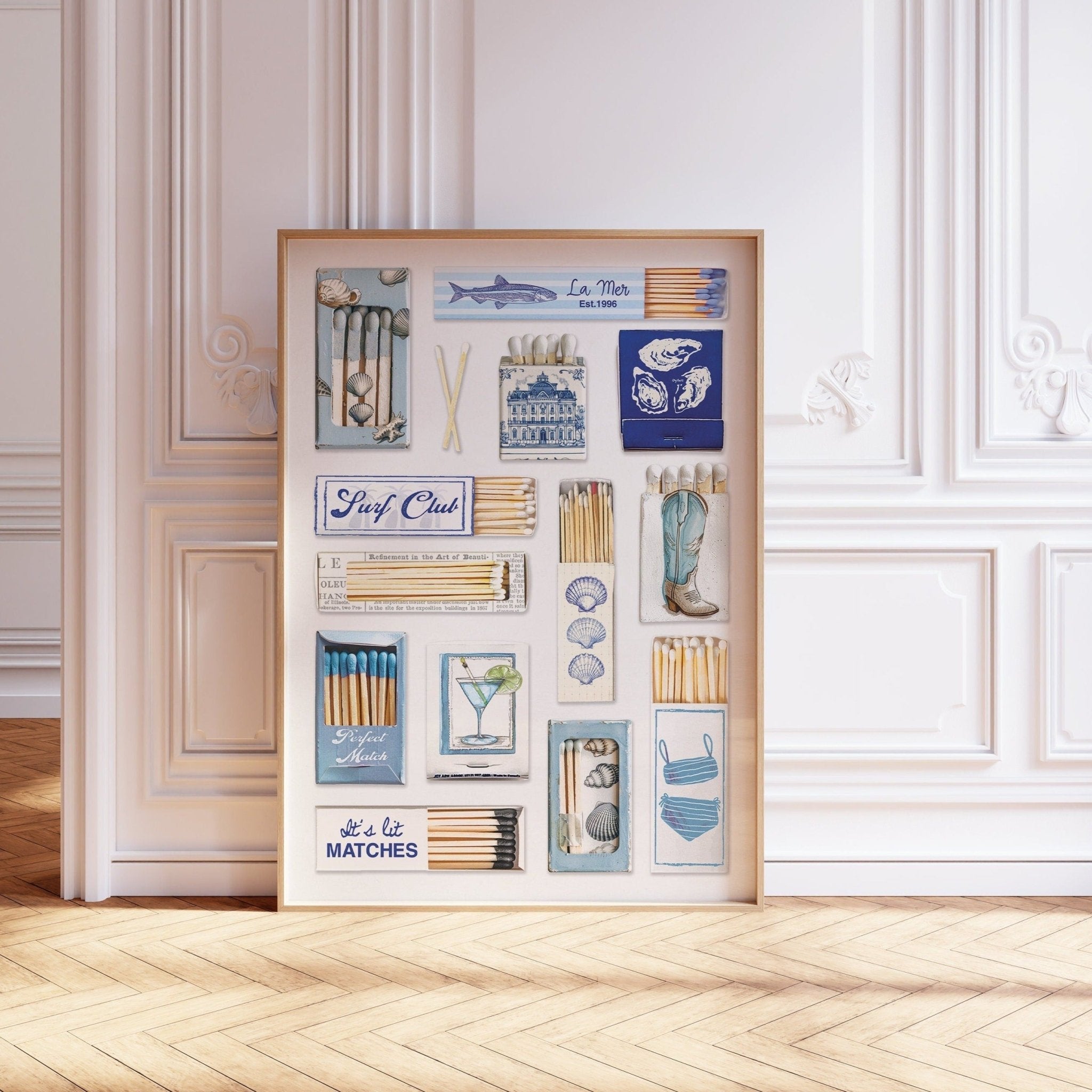 Quadro Decorativo Vintage Matchbox- azul