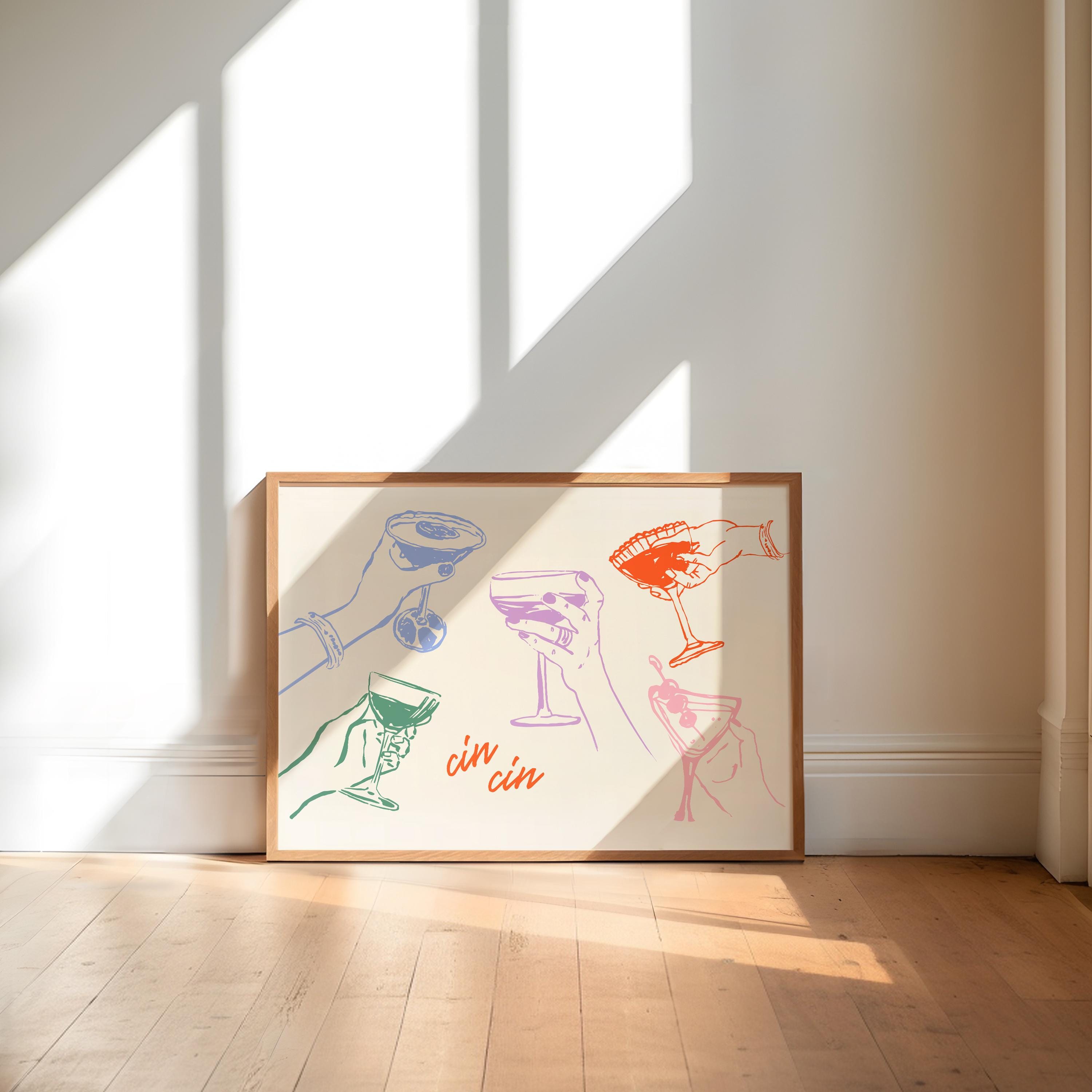 Quadro Decorativo Cin Cin- horizontal (colorido)