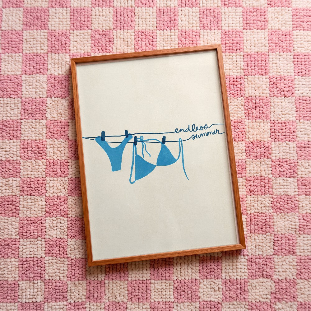 Quadro decorativo Endless summer com moldura freijó