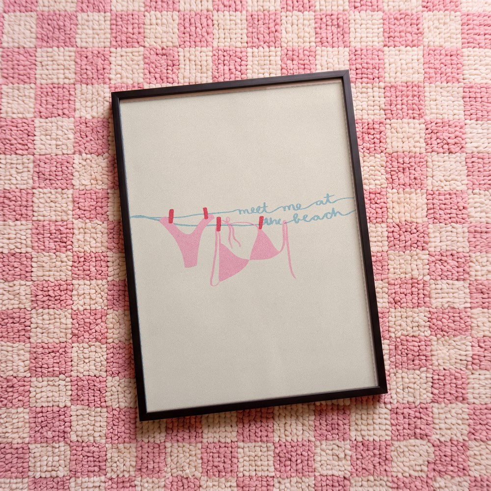Quadro decorativo Meet me at the beach com moldura preto