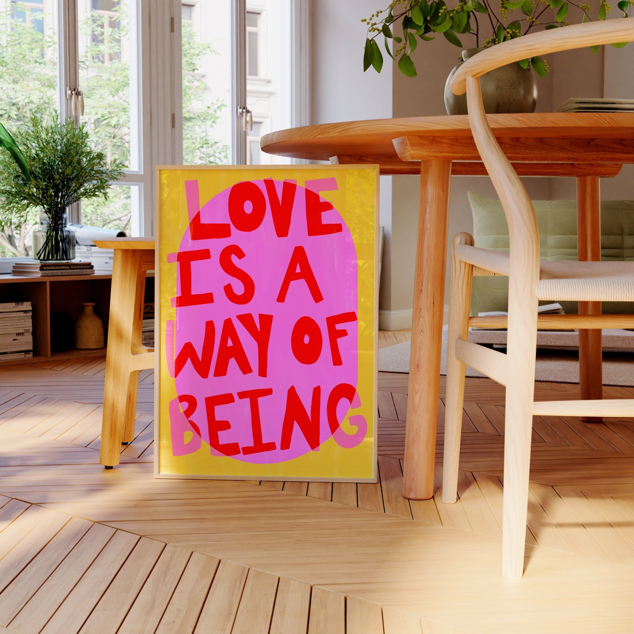 Love is a way of being- amarelo e rosa | Arte Digital