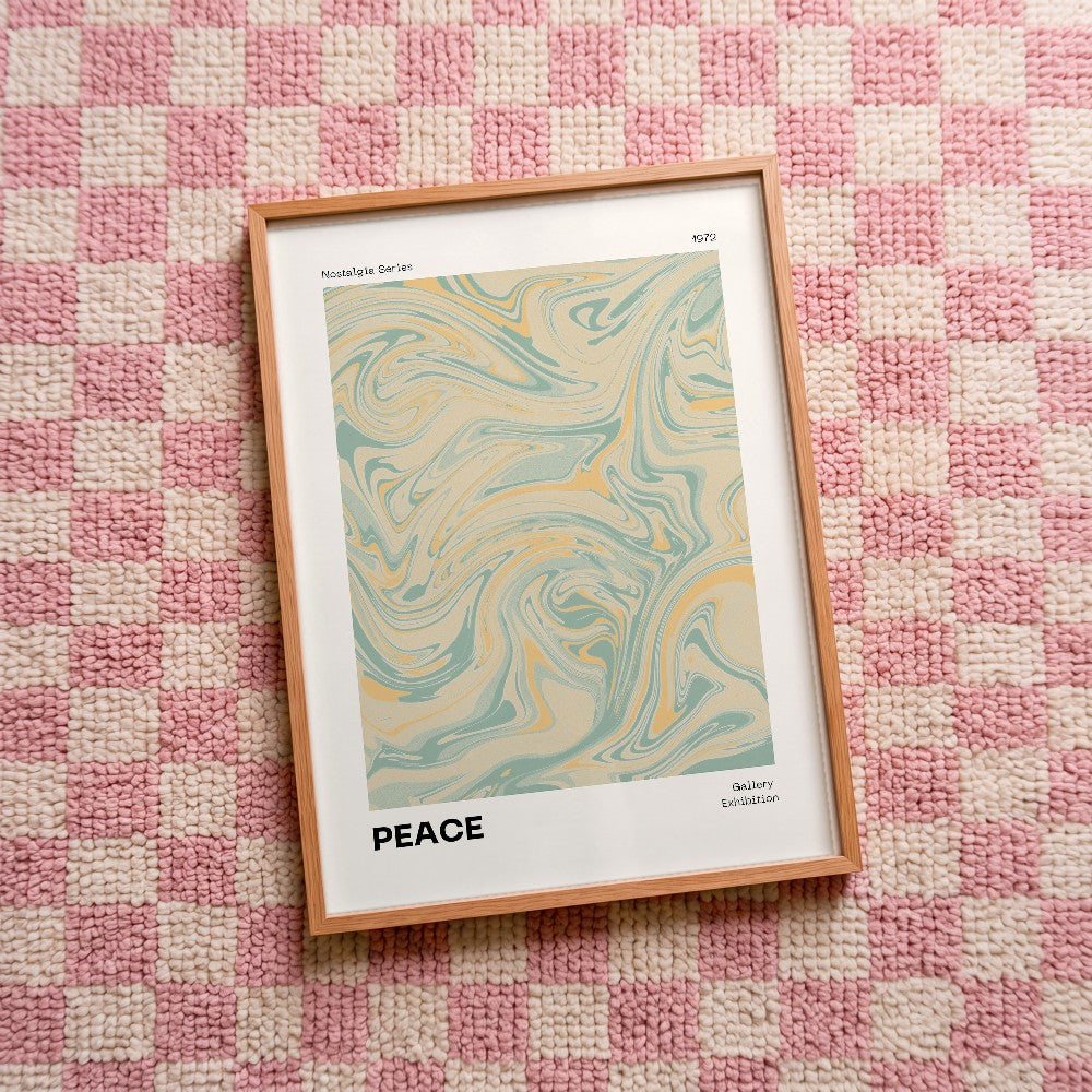 Quadro decorativo Peace com moldura natural