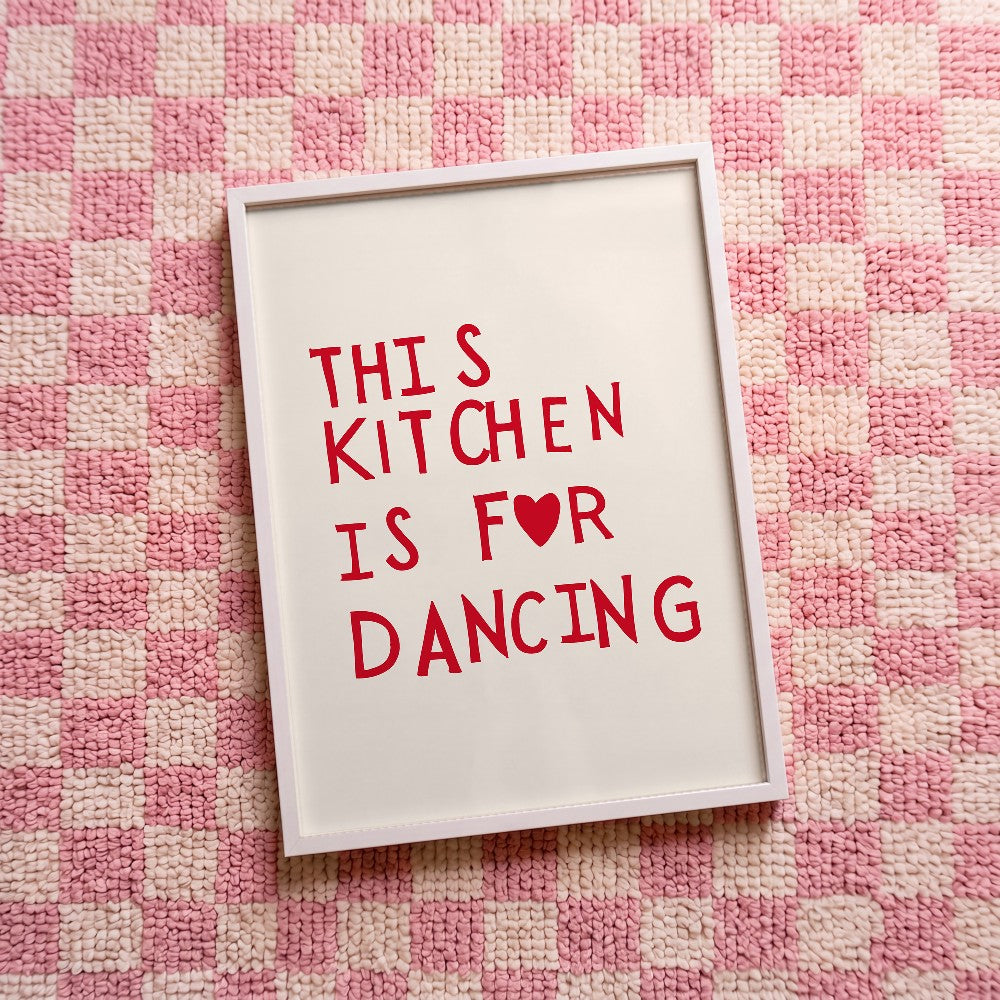 Quadro decorativo This kitchen is for dancing! com moldura branco