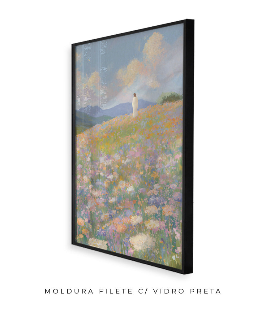 Jesus no campo de flores