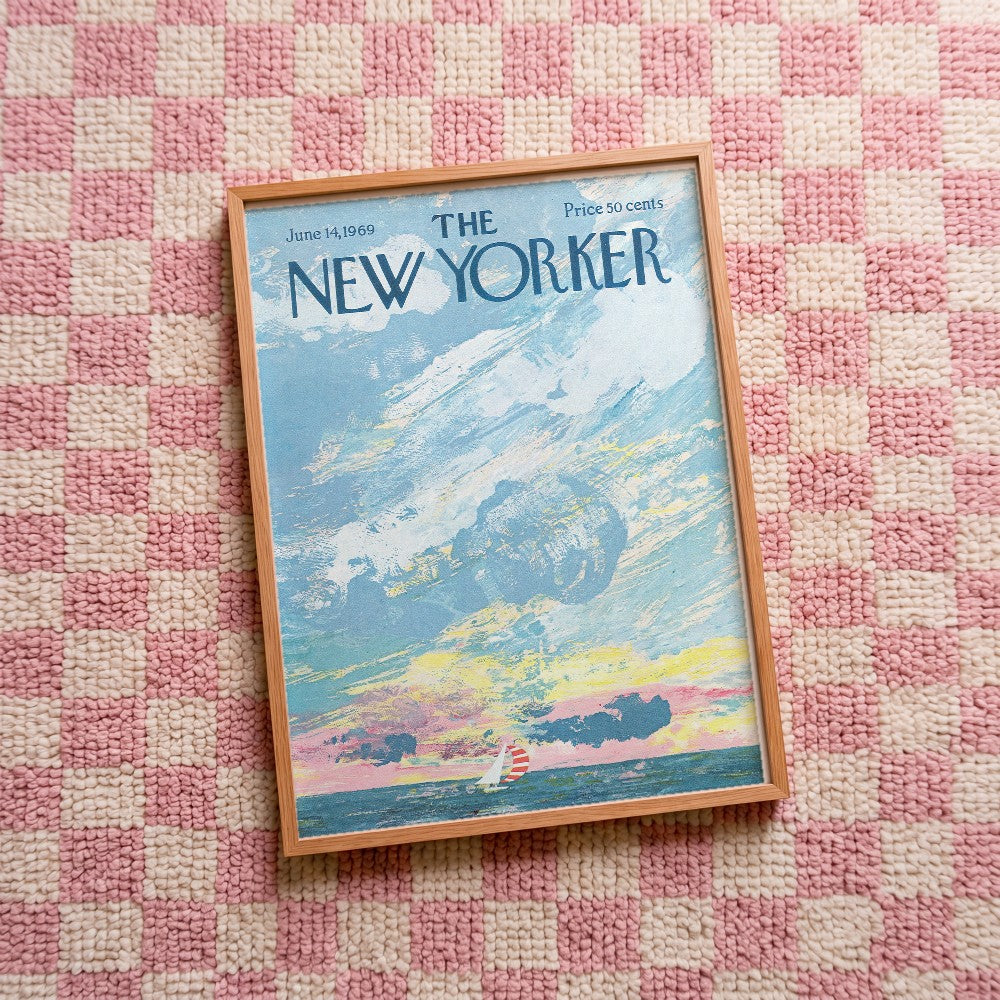 Quadro decorativo The New Yorker- June, 14 com moldura natural
