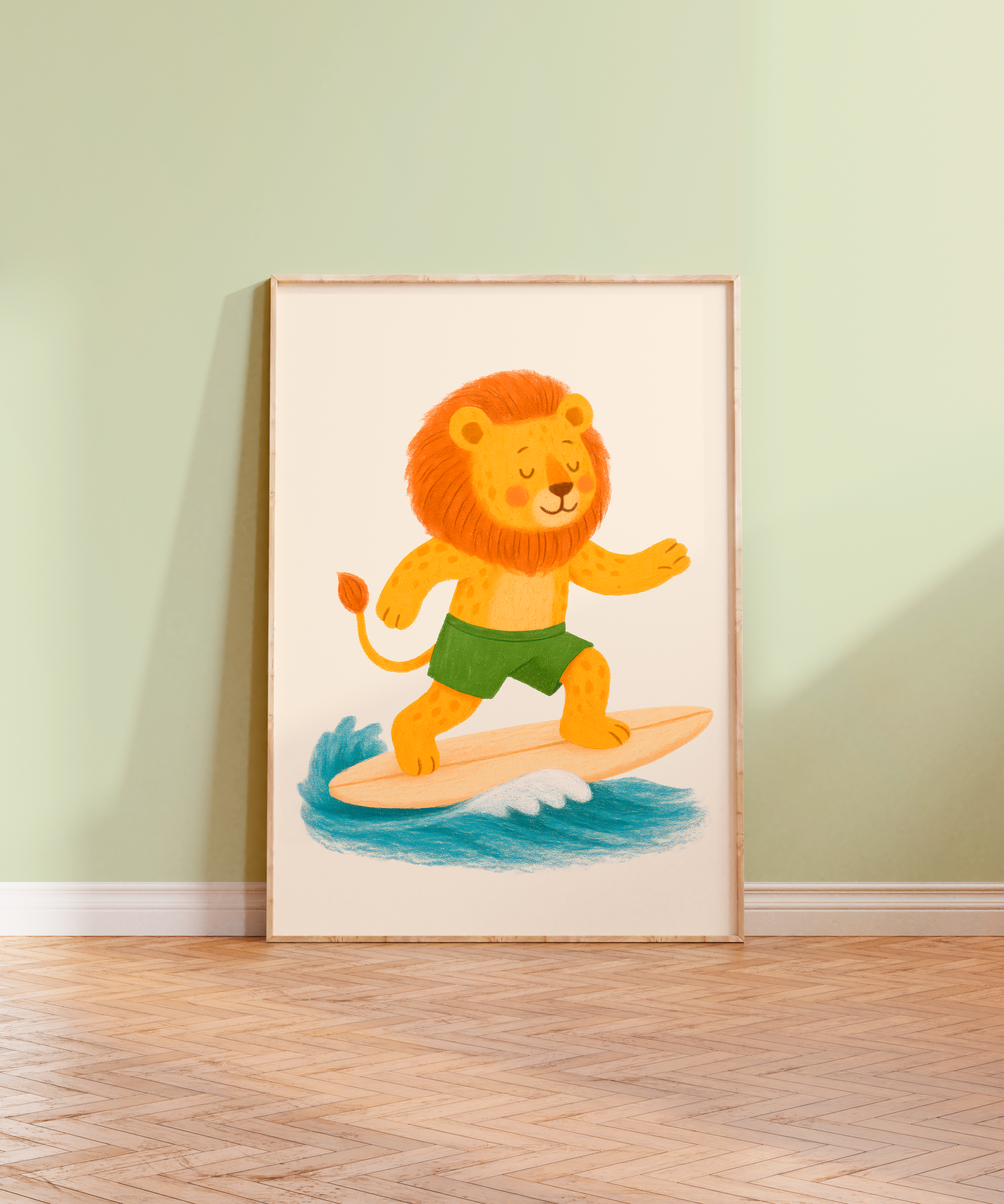 Leão surfista | Arte Digital
