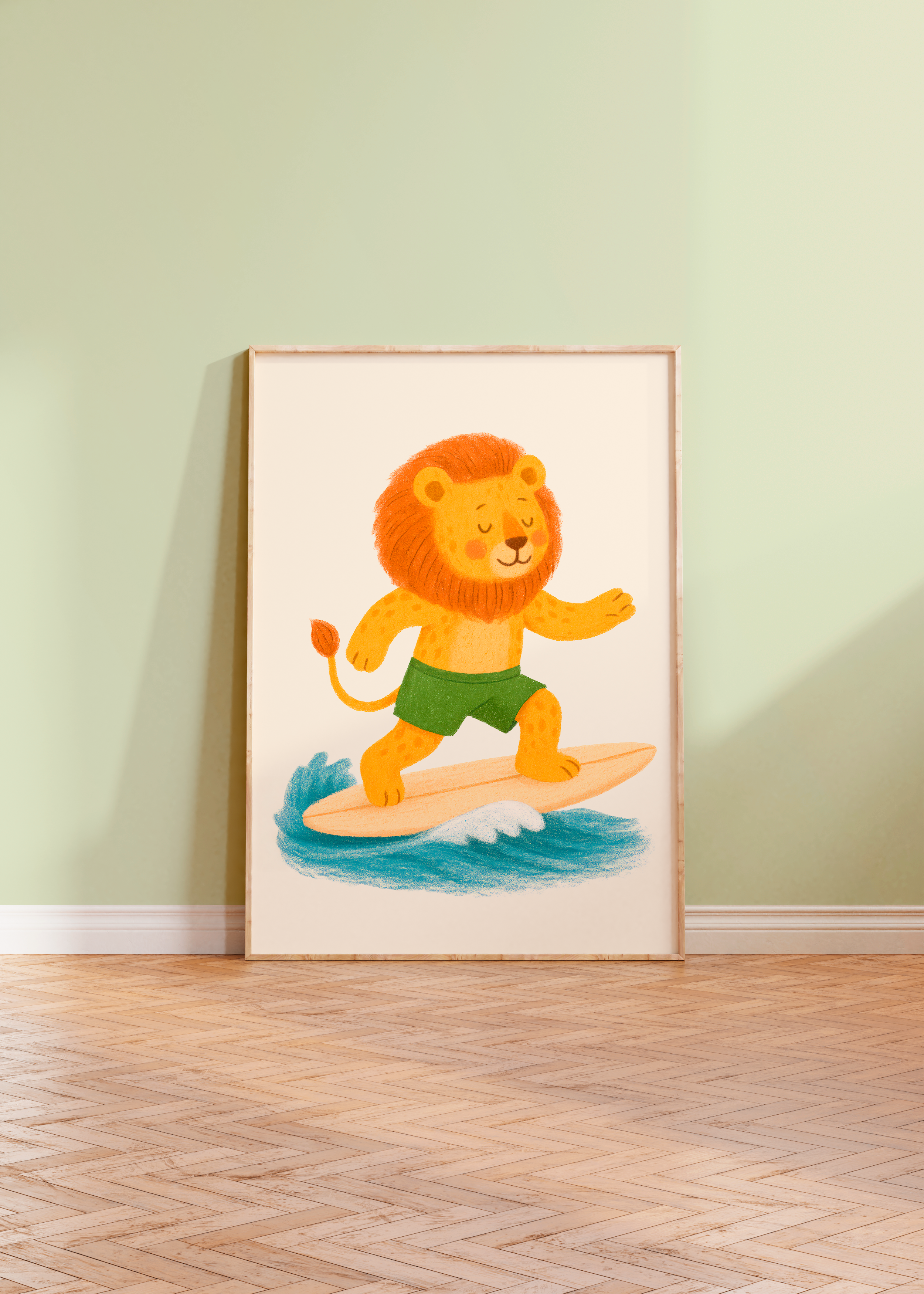 Leão surfista | Arte Digital