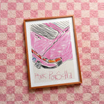 Quadro decorativo Pink porsche Nº2 com moldura freijó